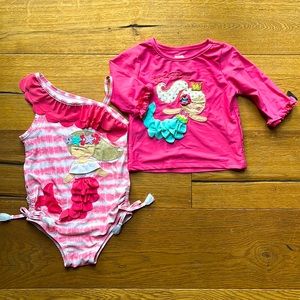 NWOT mud pie, mermaid, set one piece and rash guard